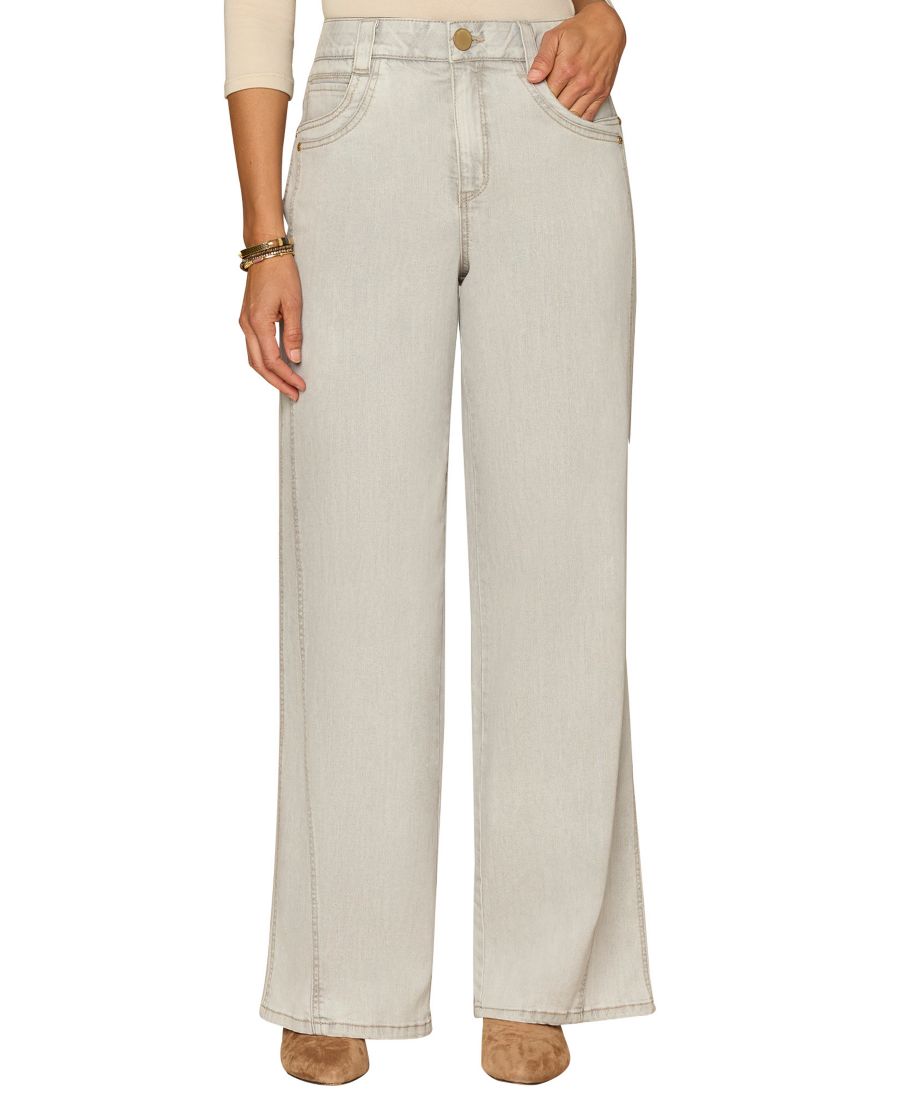 

Женские джинсы с двойной кокеткой и широкими штанинами Democracy, Light Grey