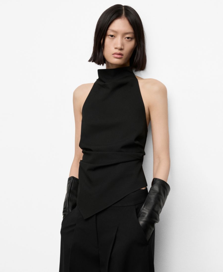 

Женский топ с открытой спиной и завязками на шее MANGO, Black