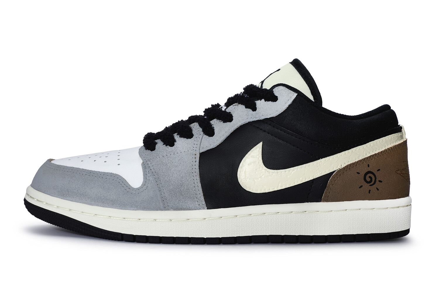 Jordan Air Jordan 1 винтажные баскетбольные кроссовки женские, Black, gray, brown, white — фото 2