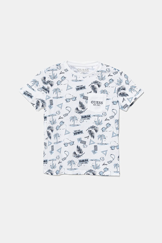 

Детская хлопковая футболка Guess, синий