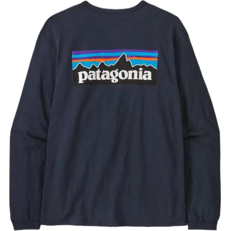 

Футболка с длинным рукавом и логотипом Patagonia, темно-синий