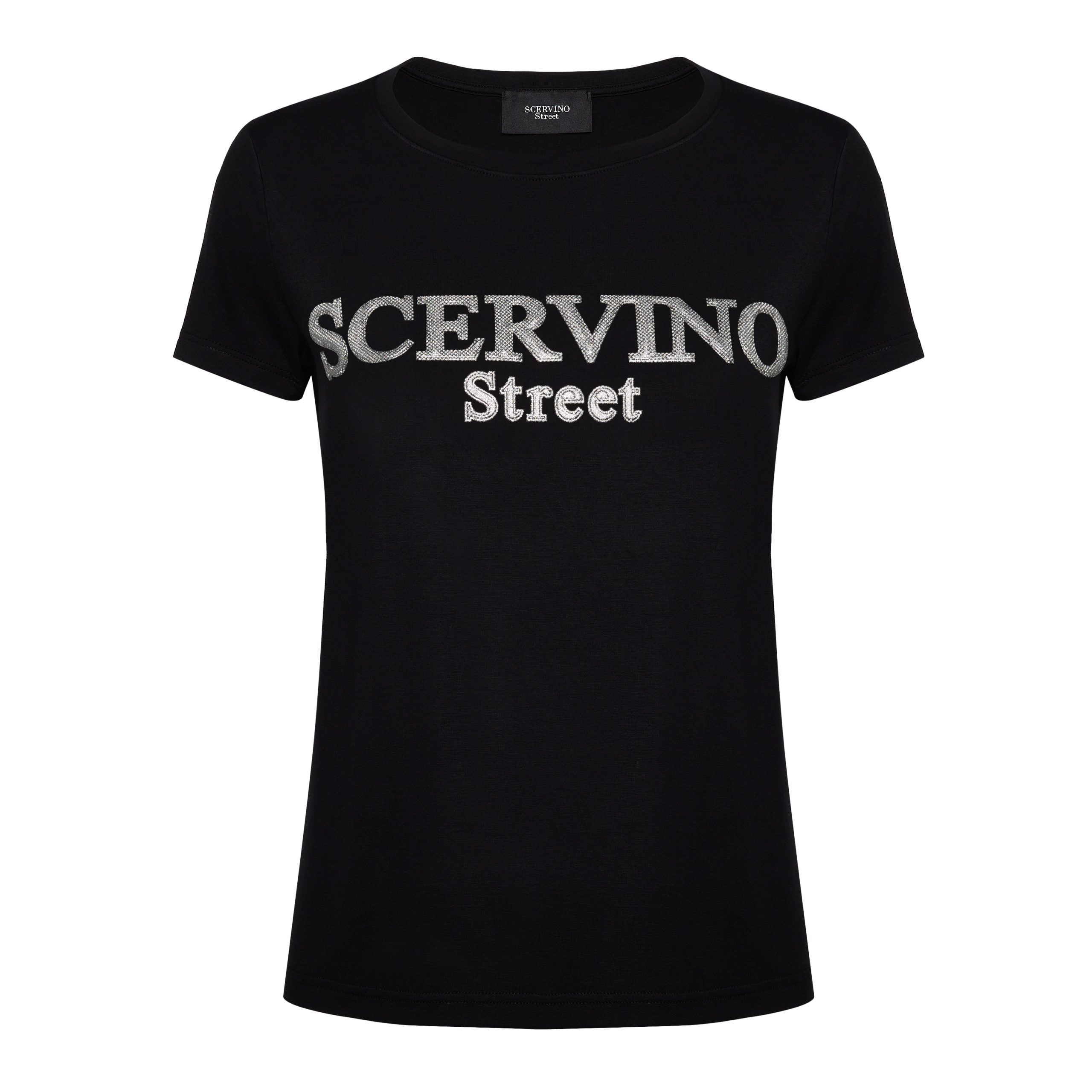 

Черная хлопковая женская футболка Ermanno Scervino