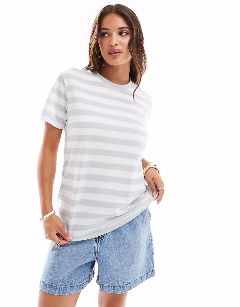 

Футболка ASOS DESIGN Ultimate с круглым вырезом в серую полоску
