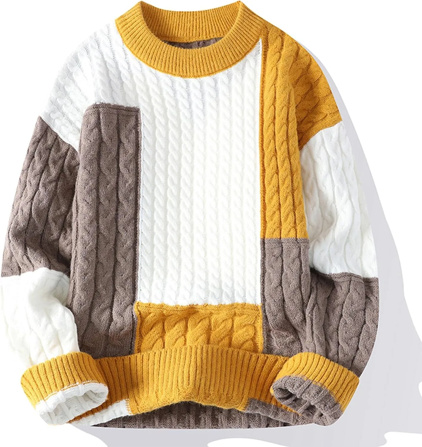 

Мужской свитер с цветными блоками, вязаный с рисунком