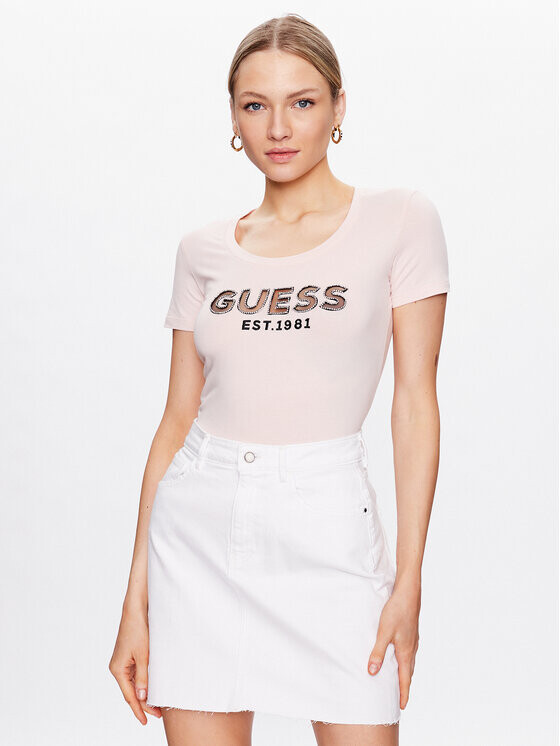 

Футболка узкого кроя Guess, розовый