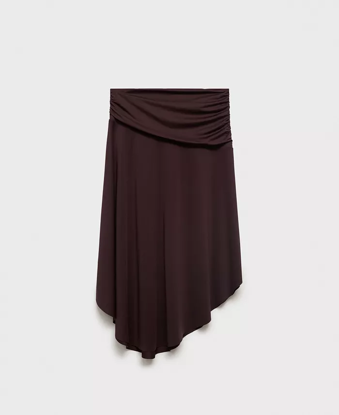 

Женская юбка миди с драпировкой MANGO, коричневый