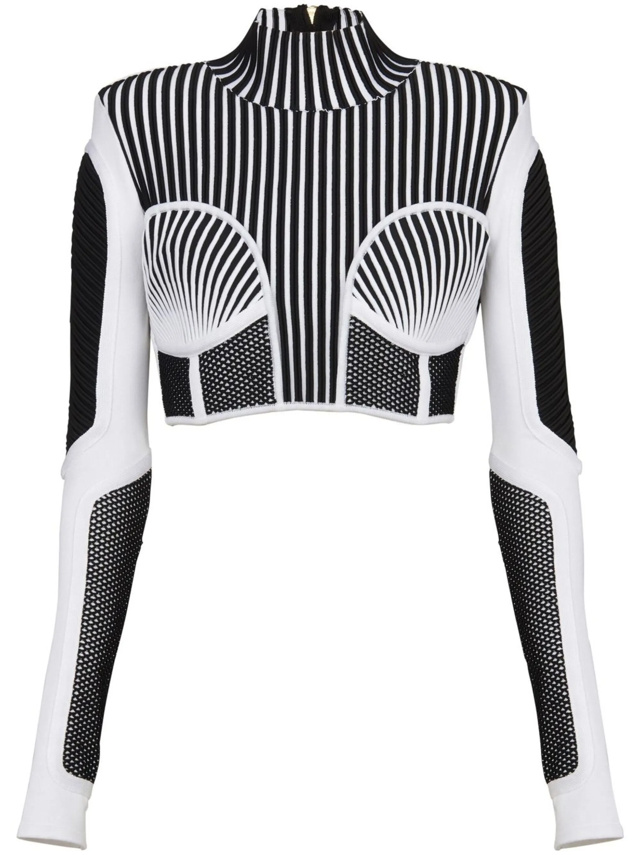 

Укороченный топ с длинными рукавами Balmain, белый