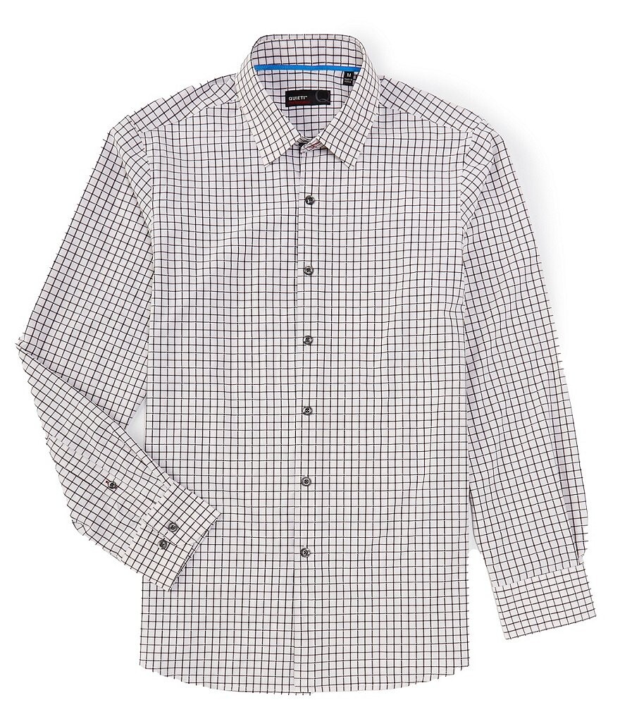 

Рубашка Quieti Slim Fit Performance из эластичной клетчатой ​​ткани с длинными рукавами, белый