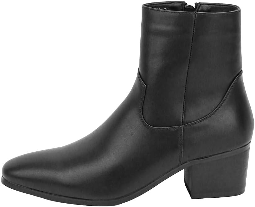 

Мужские бархатные ботинки Santimon с высоким каблуком, повседневные, удобные, стильные, с противоскользящей подошвой и боковой молнией, черный