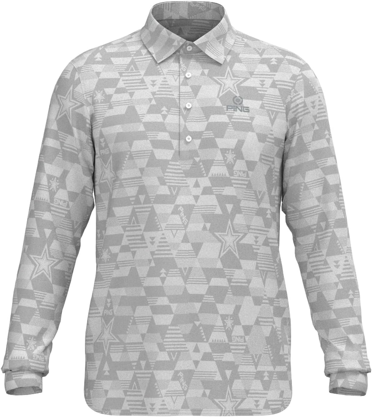 

Мужская рубашка-поло Ping с длинным рукавом (геометрический принт) / для гольфа / 621-3261001, белый