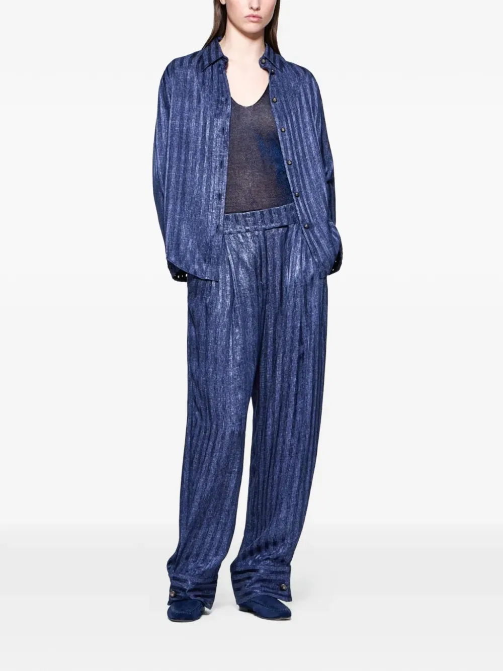 Топ с V-образным вырезом Emporio Armani, синий — фото 2