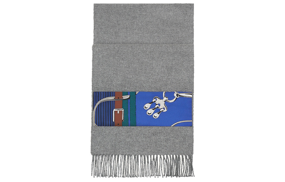 

Вязаный шарф женский, разноцветный, серые HERMES, Mixed Gray