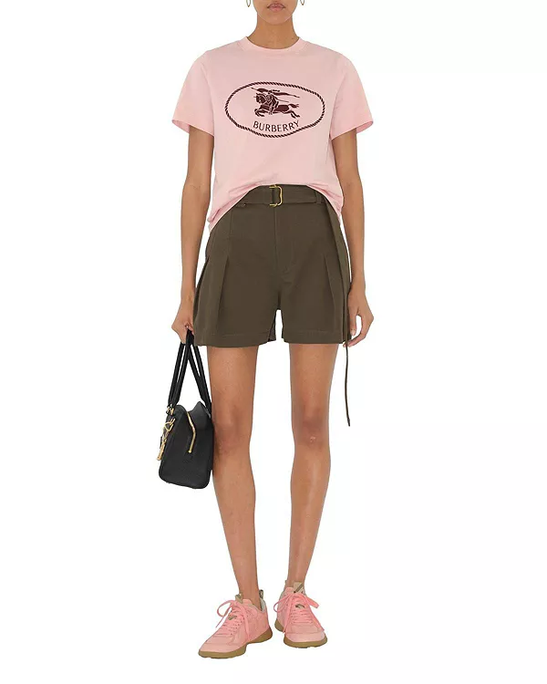 

Хлопковая футболка с изображением рыцарского штампа Burberry, розовый