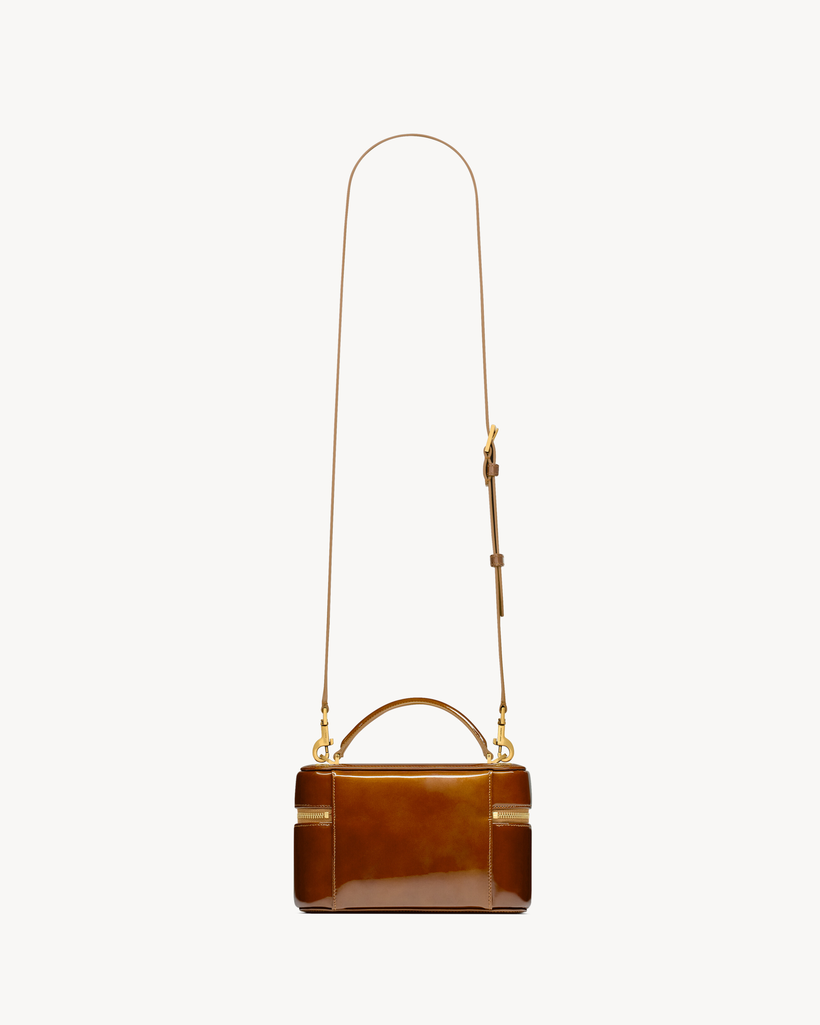 Косметичка GABY из лакированной кожи Saint Laurent, коричневый — фото 2