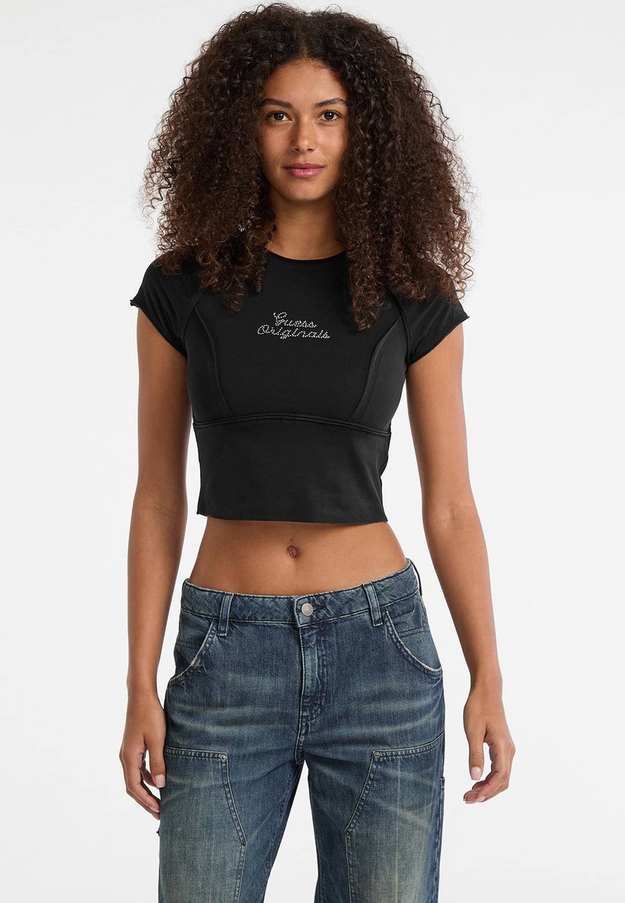 

Футболка Guess LOGO STRASS, Mehrfarbig Schwarz/Blue-Black Denim