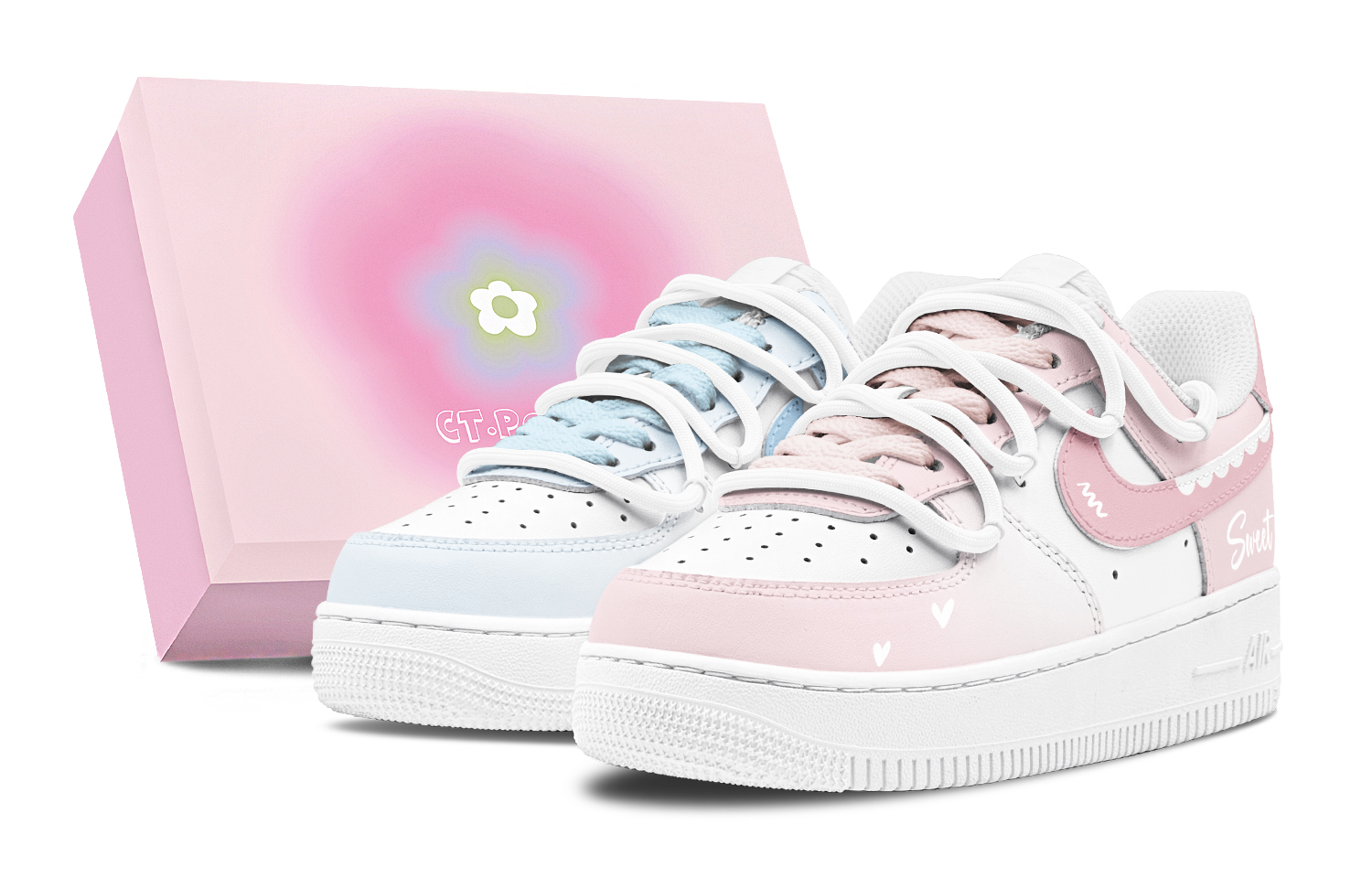 

Кроссовки Air Force 1 LE с низким верхом, устойчивые к истиранию и скольжению, для детей и подростков Nike, синий/розовый
