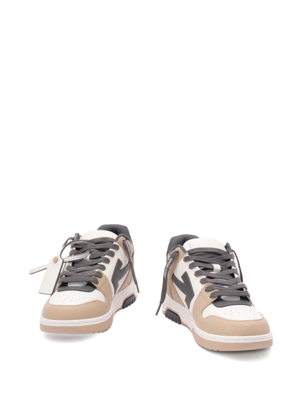 Кожаные кроссовки Out Of Office с фирменной стрелкой Off-White, бежевый — фото 2