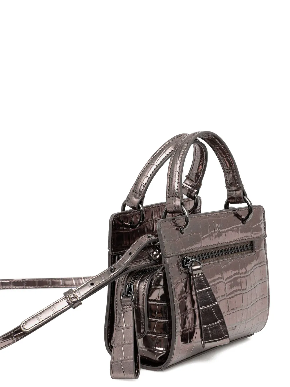 

Сумка-тоут с эффектом кожи животных на молнии Armani Exchange, серый