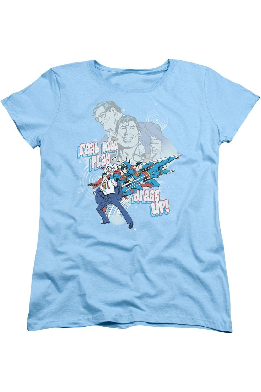 

Женская футболка с коротким рукавом DC Comics Real Men Gildan, светло-голубой, Синий, Женская футболка с коротким рукавом DC Comics Real Men Gildan, светло-голубой