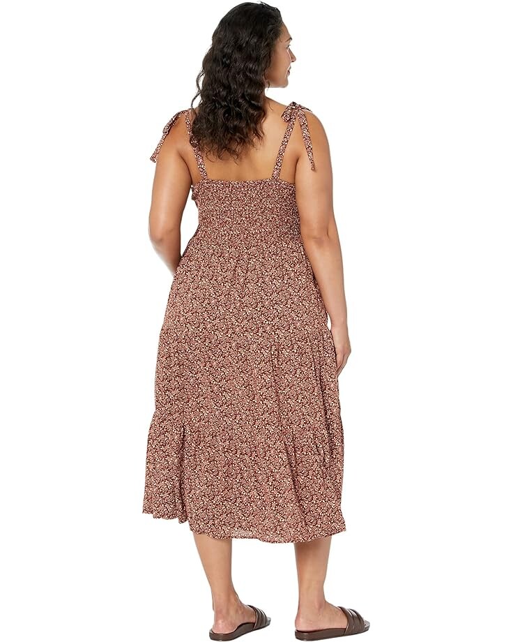 

Платье Madewell Plus Lucie Tie-Strap Tiered Midi Dress in Florentine Floral, цвет Stained Mahogany