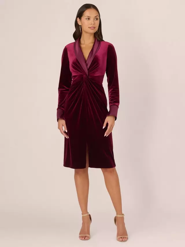 

Платье Adrianna Papell Velvet Tuxedo, бордовый
