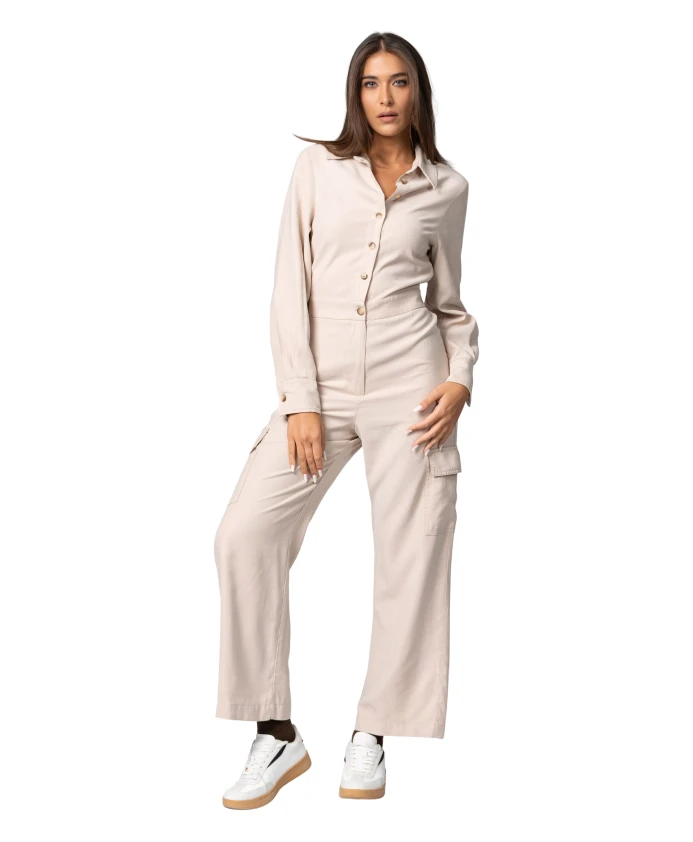 

Стильный комбинезон с застежкой на пуговицы. Kocca, бежевый