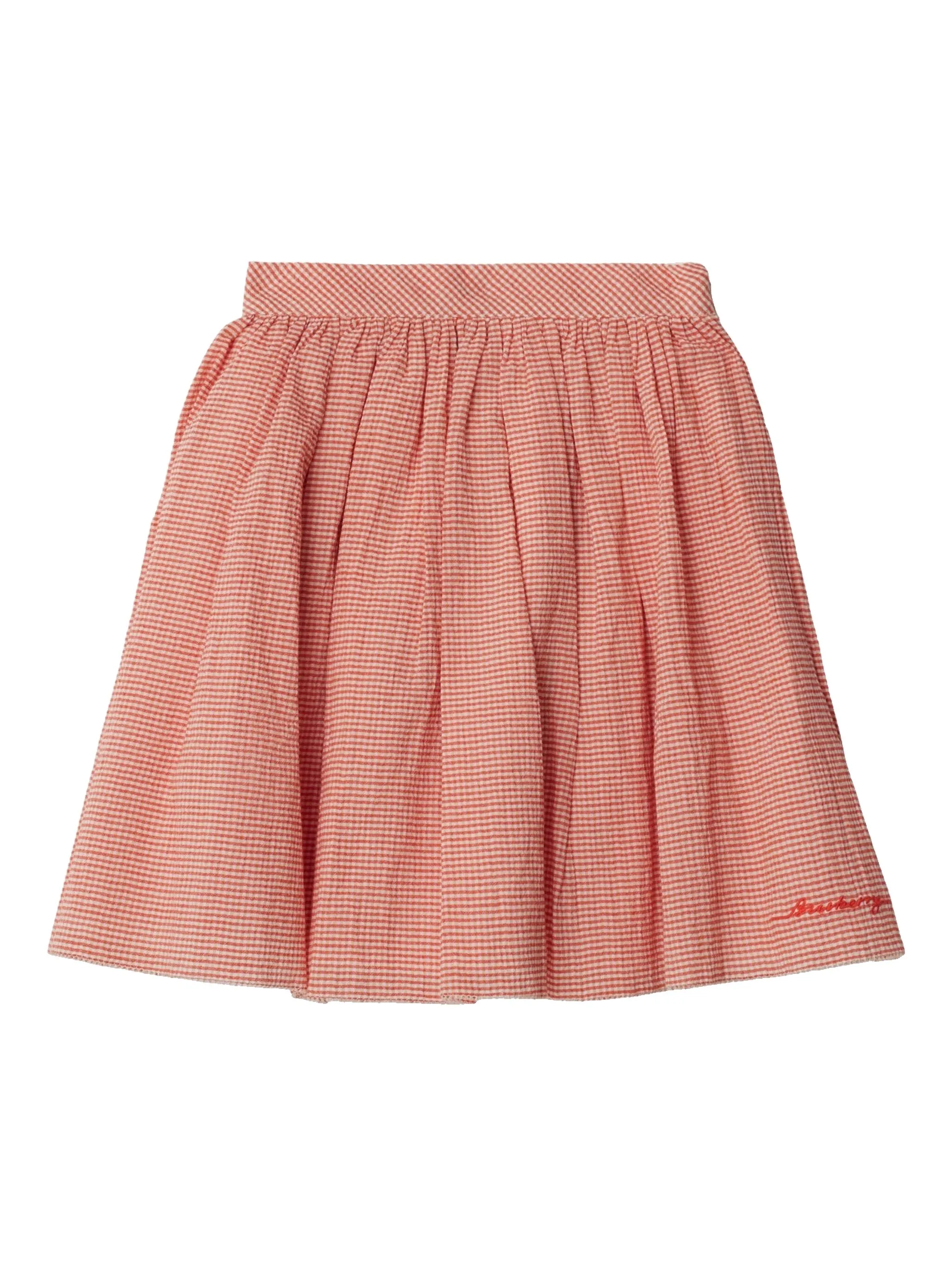 

Юбка мини с вышитым логотипом Burberry Kids, оранжевый