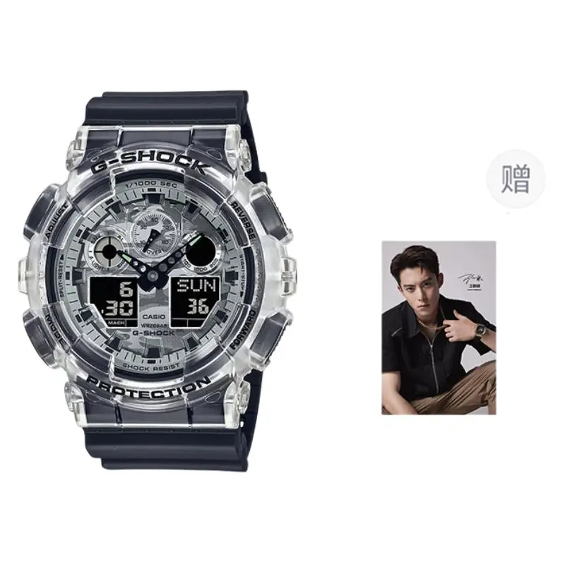 

CASIO Часы Men Liquid Crystal/Analog Dual Display Series Black Watch GA-100SKC-1APR, Postcard