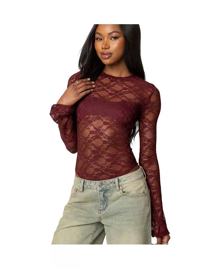 

Женское боди Colette Sheer Lace Edikted, красный