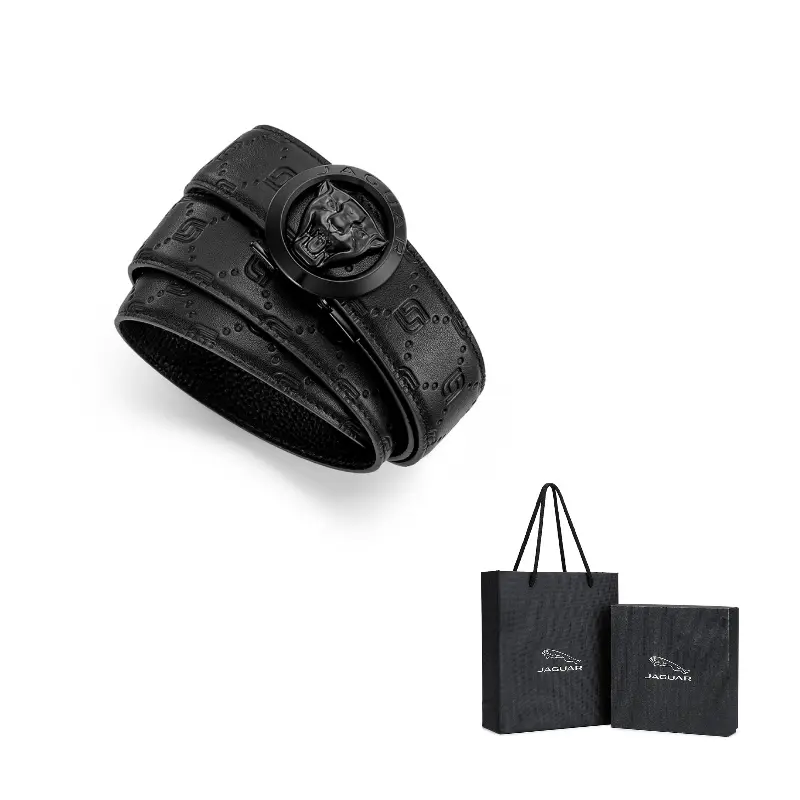 

JAGUAR Кожаный ремень из коровьей кожи мужской black 3.45cm