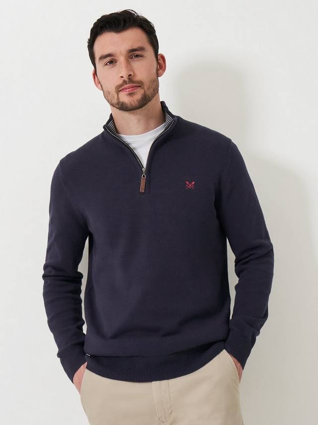 

Вязаный свитер Heritage с полузастежкой Crew Clothing, Midnight Blue