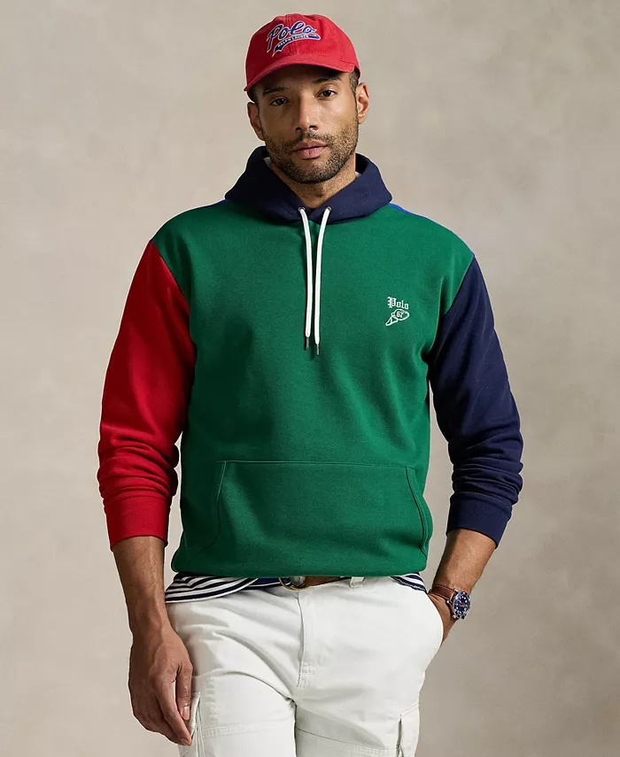 

Мужская худи с цветными блоками из двойного трикотажа с сеткой Big & Tall Polo Ralph Lauren, зеленый