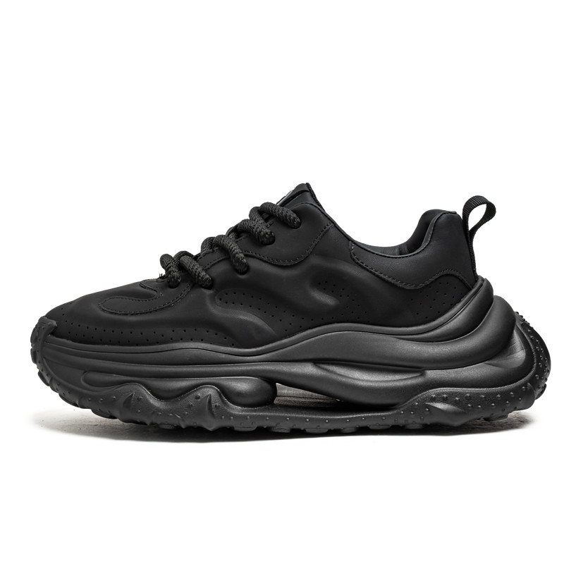 

Wooden Rabbit Амортизирующие противоскользящие износостойкие утолщенные низкие кроссовки для мужчин с эффектом увеличения роста Pure Black, цвет Pure Black