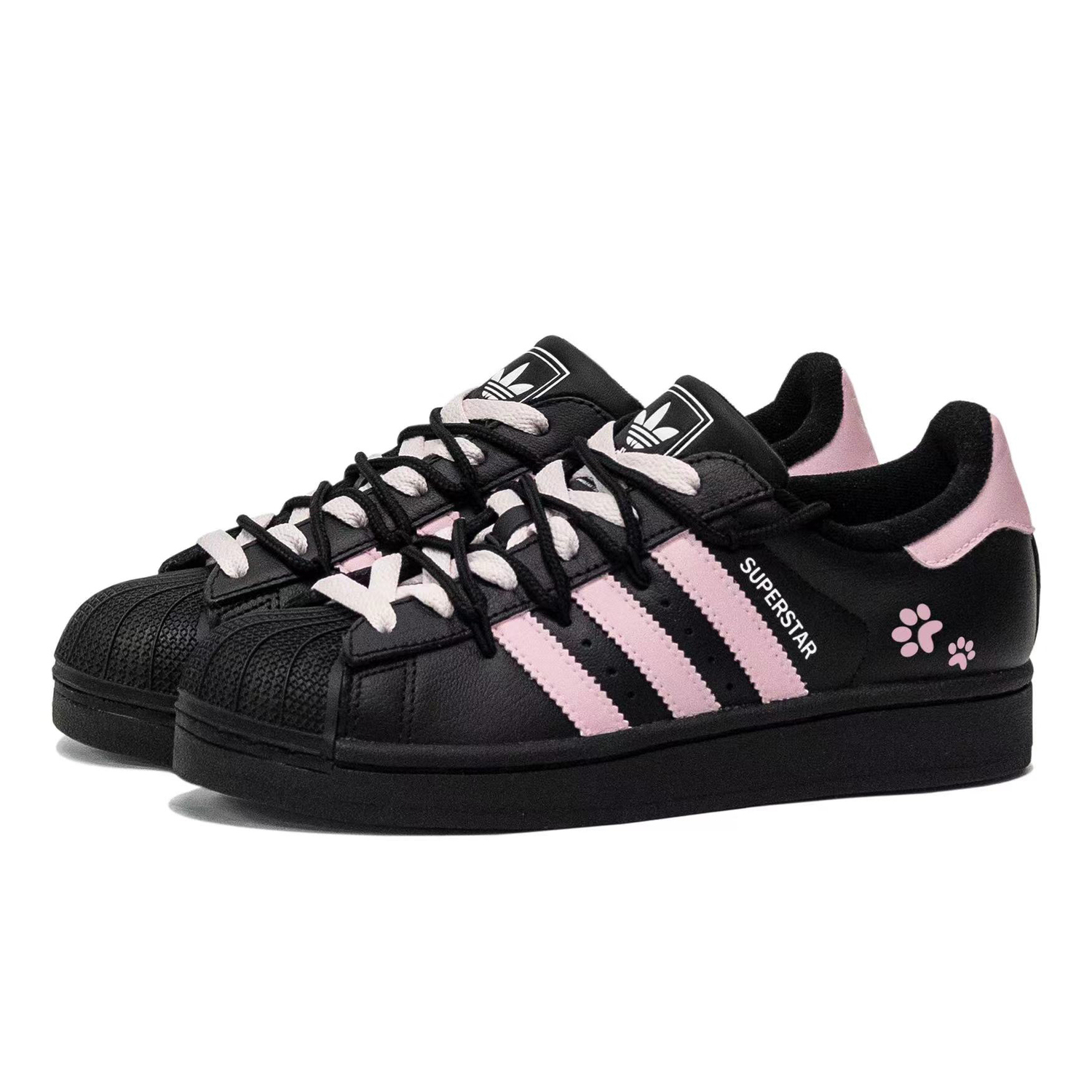 Adidas Originals Скейтбордные кроссовки Superstar 2, унисекс, низкие, черный с розовым принтом — фото 4