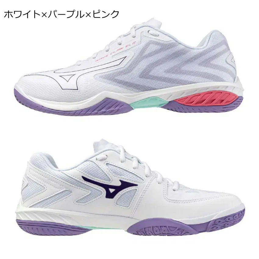 Унисекс кроссовки для бадминтона «Wave Claw EL2 Fit» от Mizuno, 68 White X Purple X Pink — фото 3