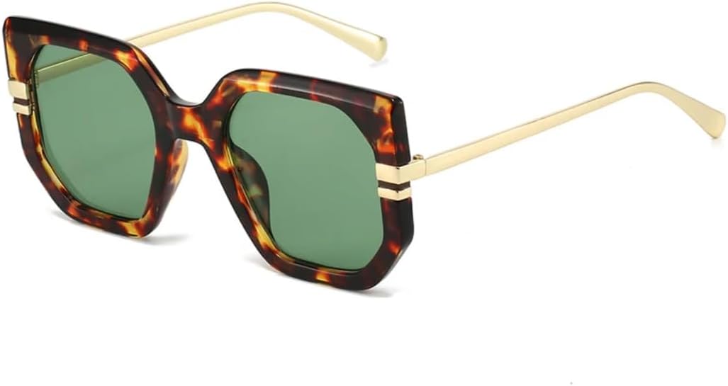 

Солнцезащитные очки Polygon Square для женщин, защита от УФ-излучения UV400, ретро-стиль, прозрачные линзы с градиентом Ocean, для мужчин, модный леопардовый принт UATXTAU, Leopard Dark Green