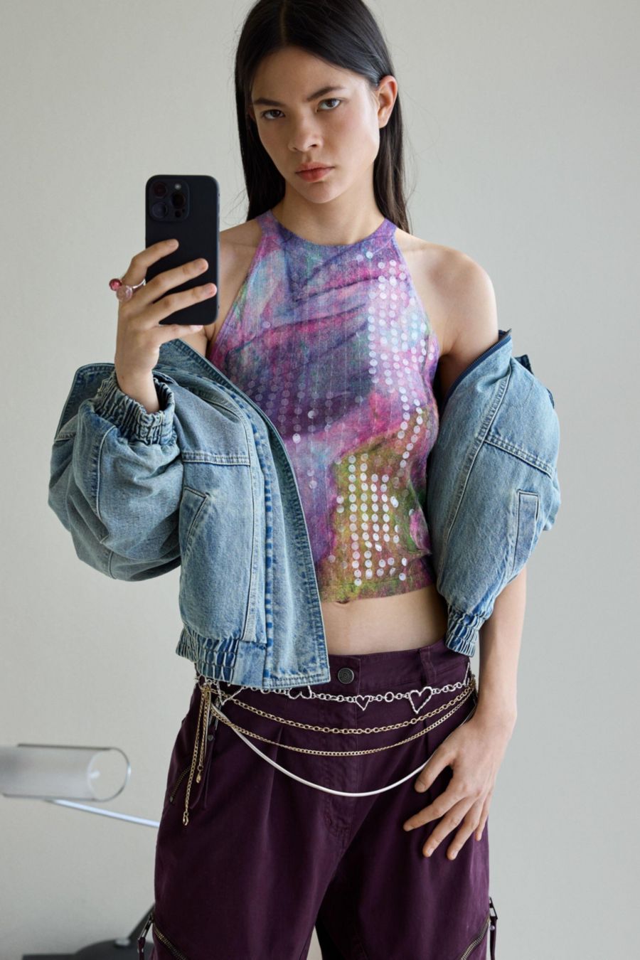 

Женская футболка с пайетками и завязками на шее Desigual, Purple