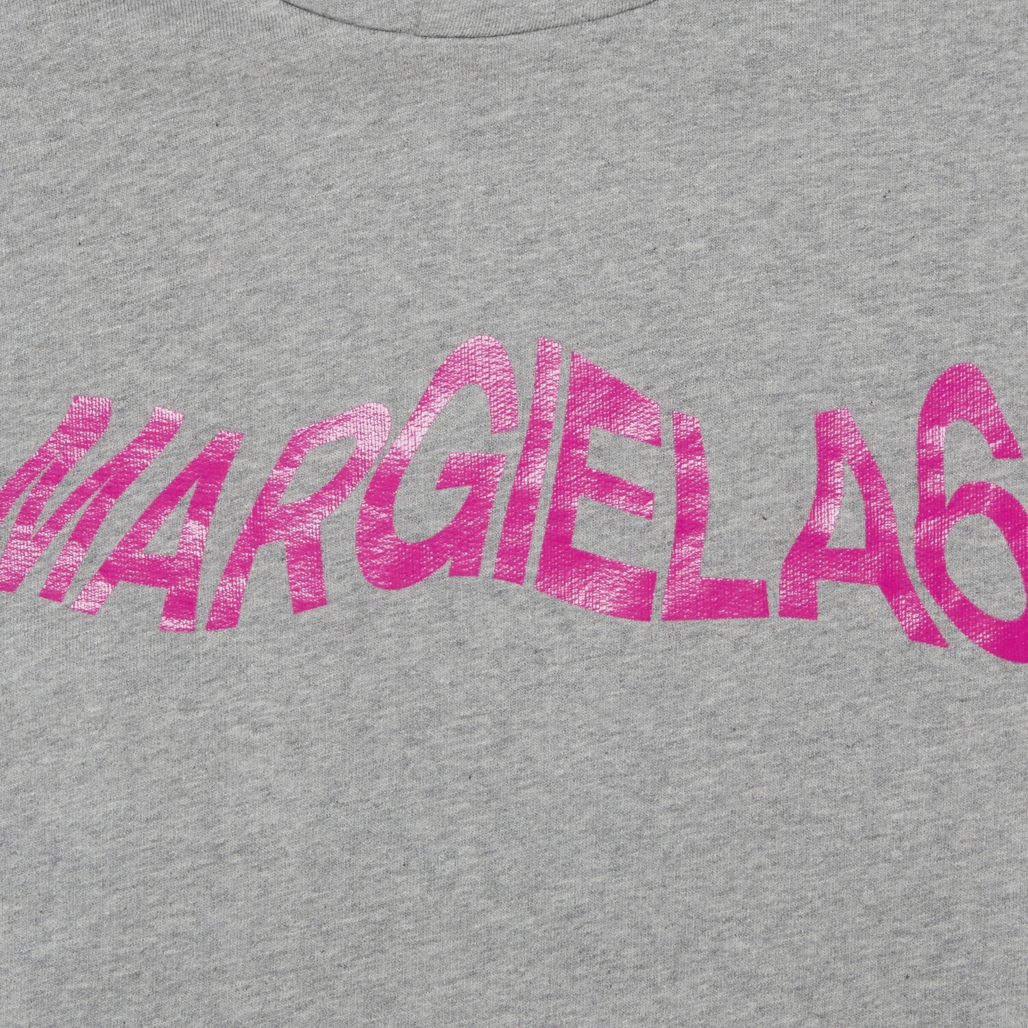 Детское худи MM6 Maison Margiela Серый меланж/Супер розовый — фото 3