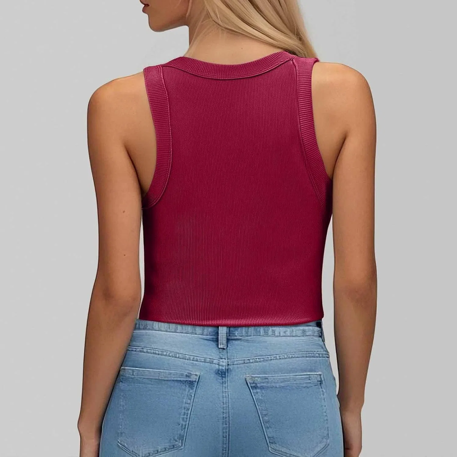 Женский топ с встроенным бюстгальтером Ribbed Tank Tops, цвет Z Wine — фото 4