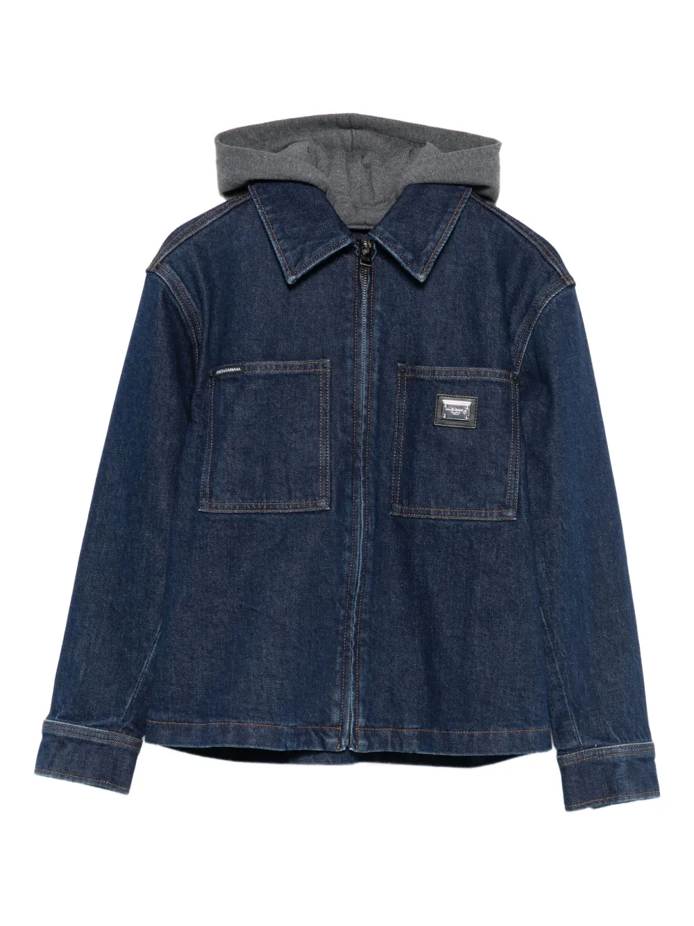 

Джинсовый бомбер с капюшоном Dolce & Gabbana Kids, синий