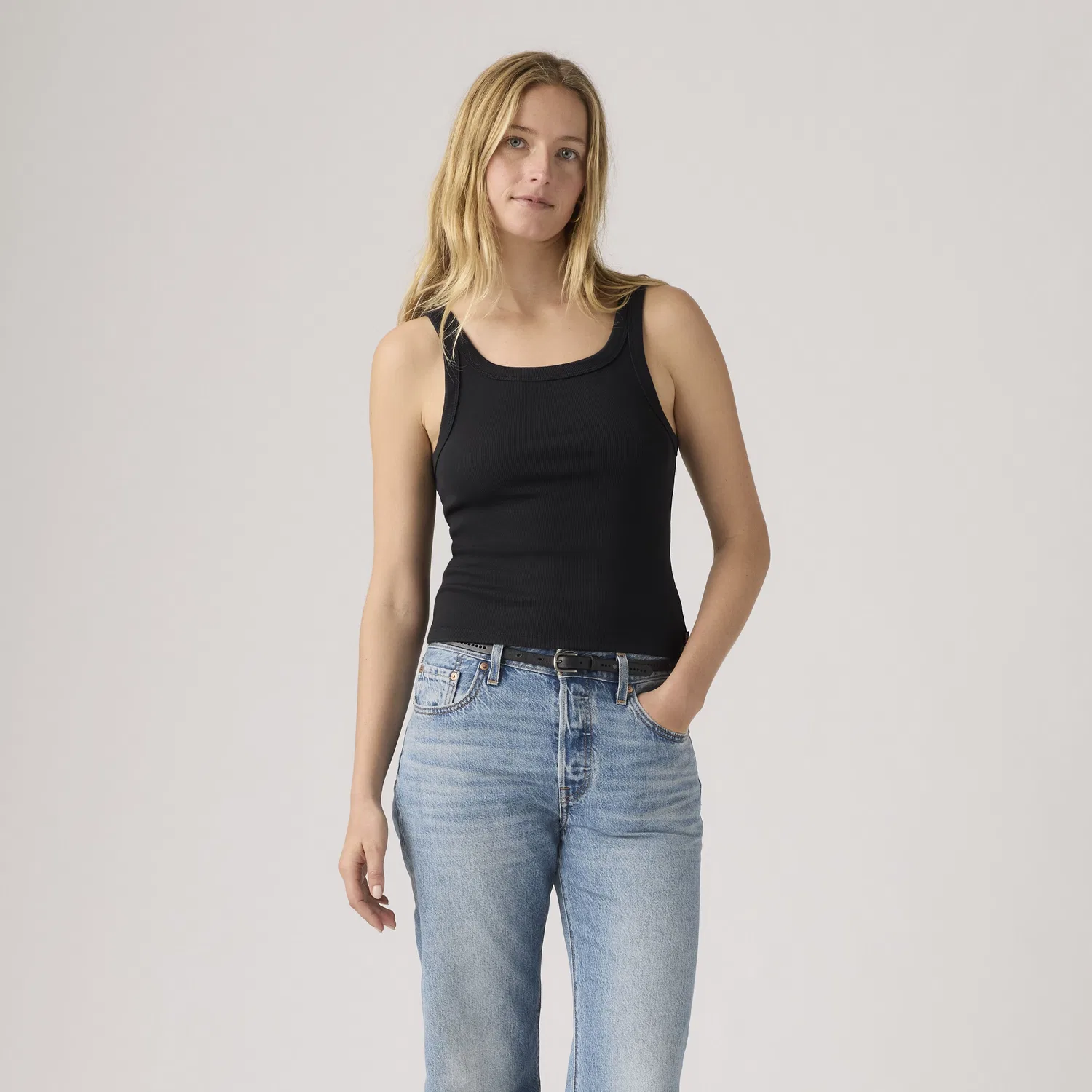 Базовая ребристая майка Levi's, Black — фото 3