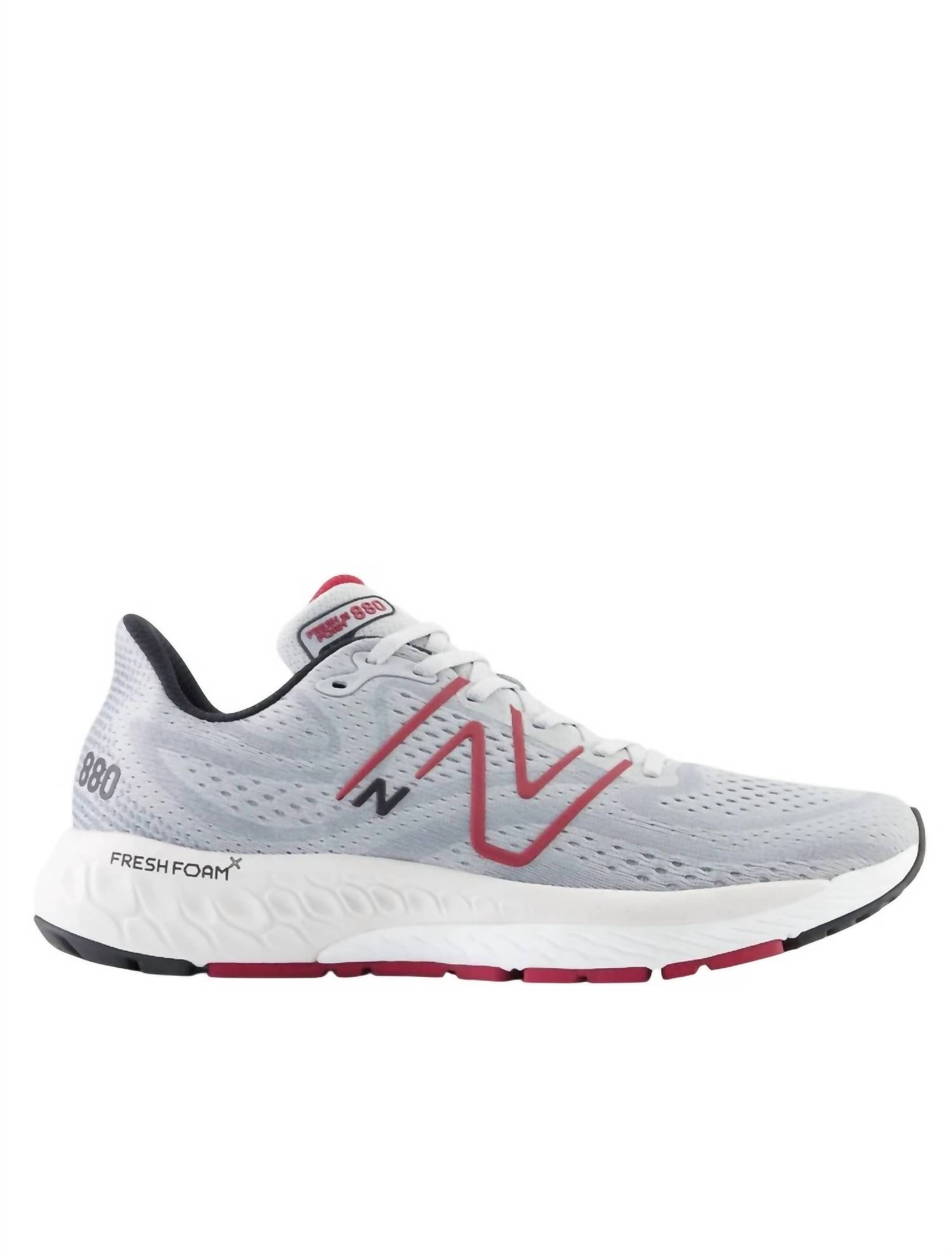 

Мужские туфли Fresh Foam 880V13 в цвете алюминиевый серый/малиновый New Balance