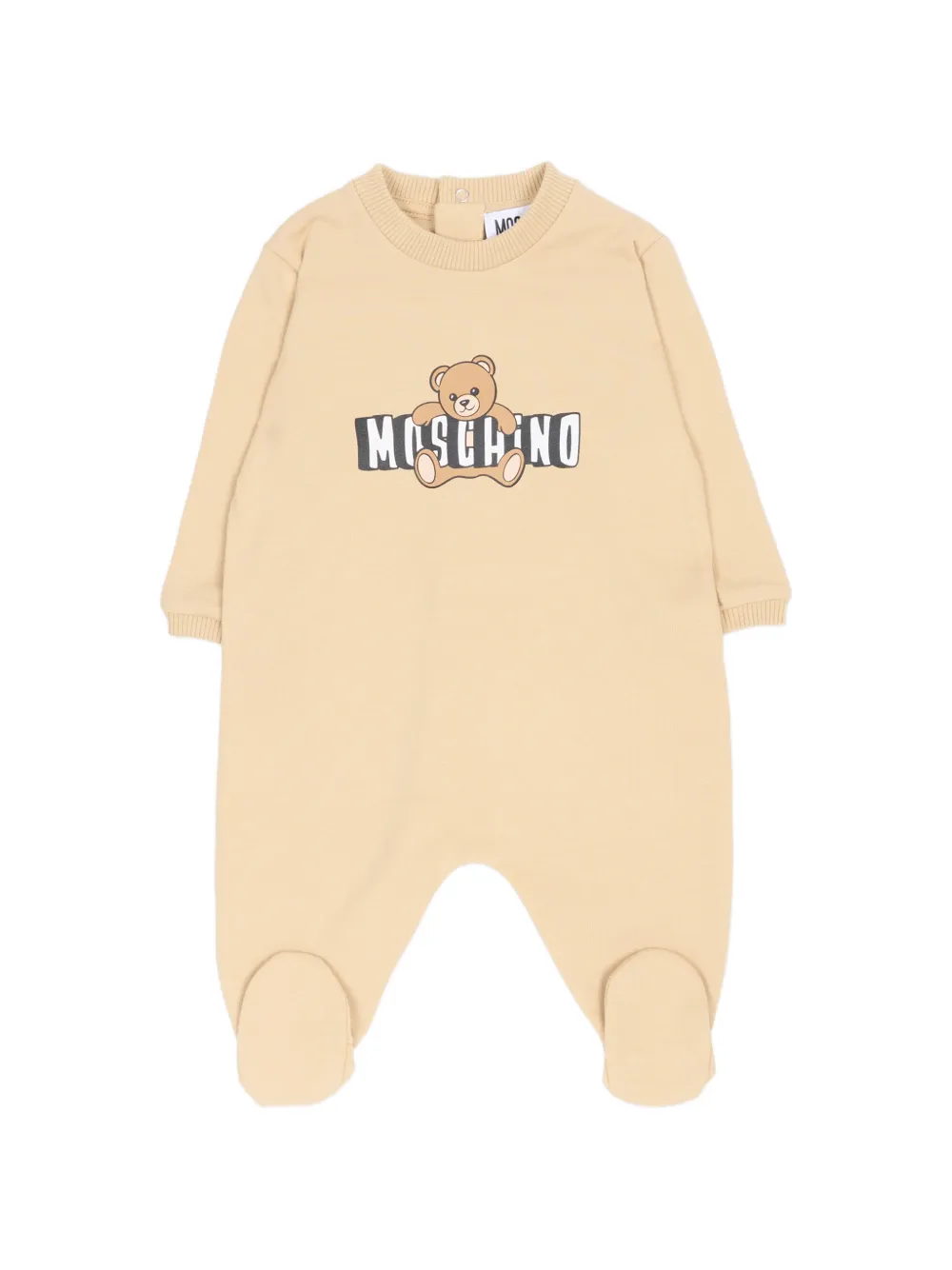 Комплект бодиков с логотипом Moschino Kids, бежевый — фото 2