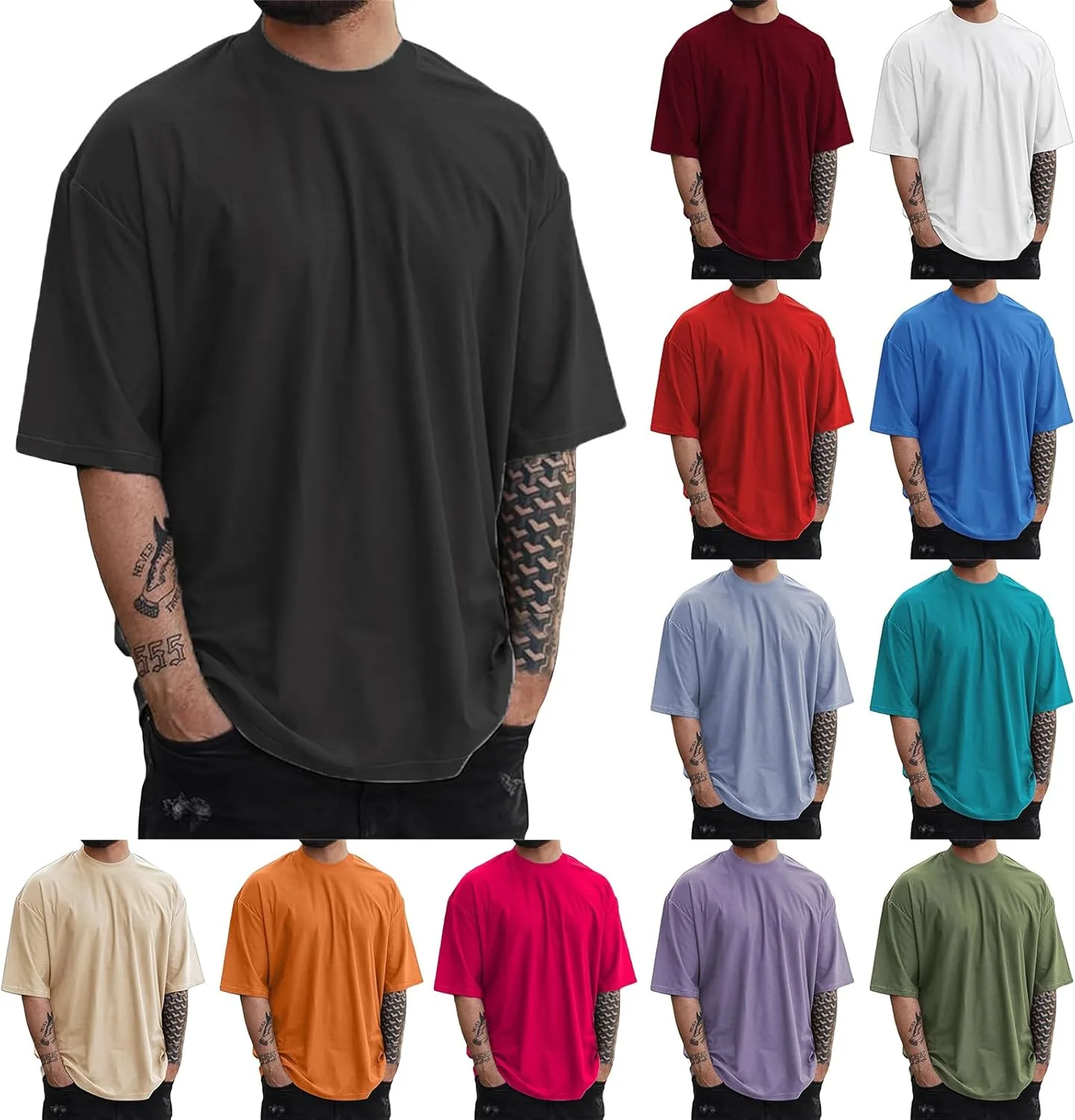 

Evzosrz футболка Oversize с коротким рукавом и круглым вырезом