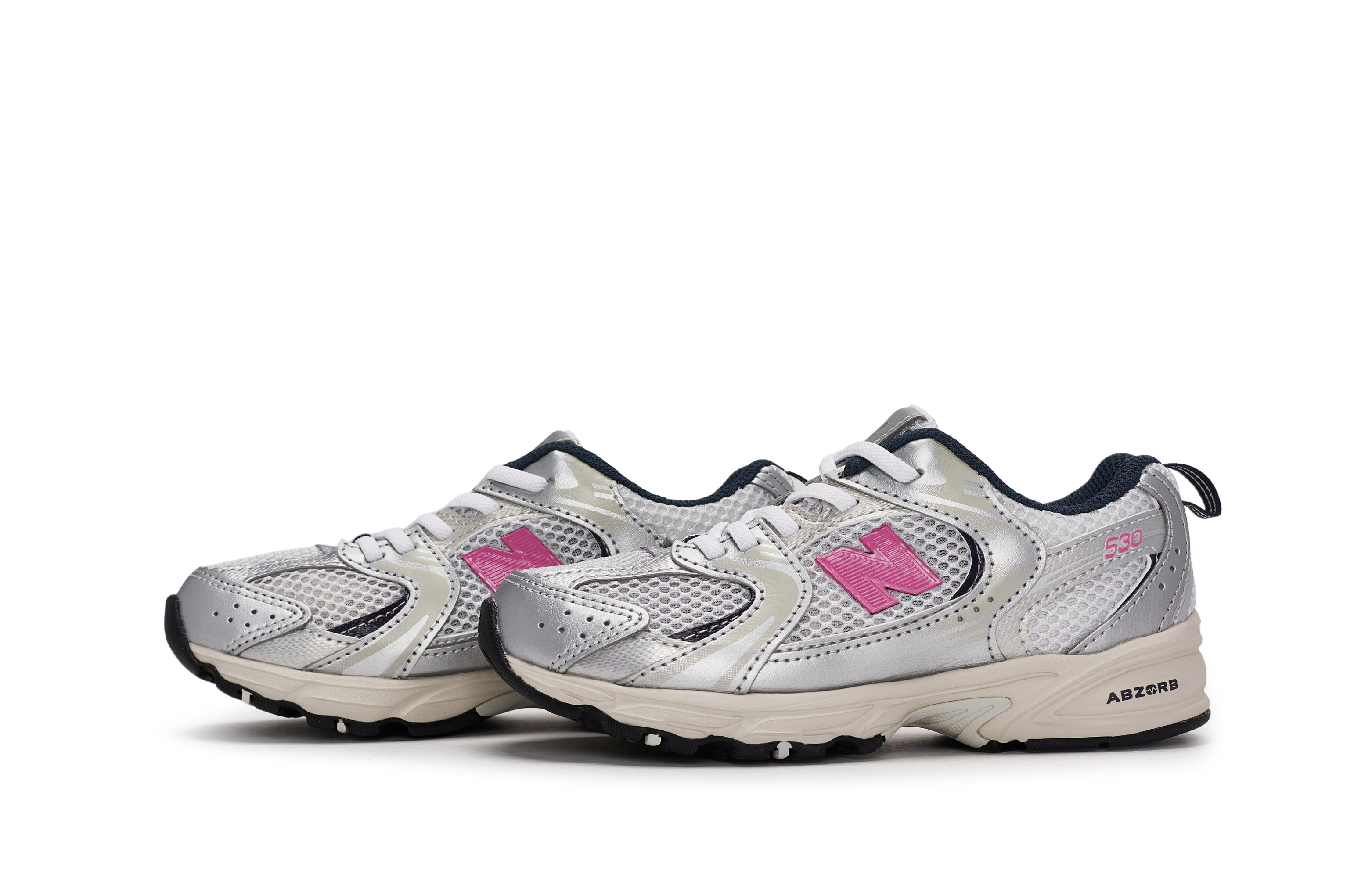 Кроссовки New Balance 530 для детей, серый/розовый/красный/серебряный — фото 3