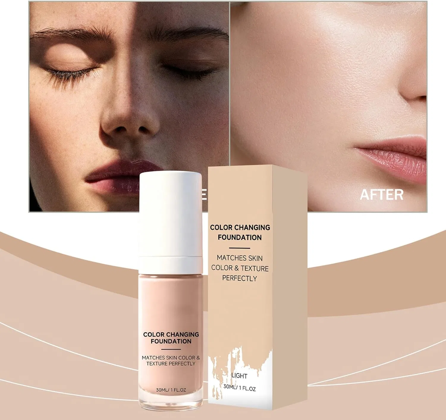 Тональное средство Adjusting Foundation с эффектом увлажнения, без бренда, 1 шт, светло-желтый — фото 4