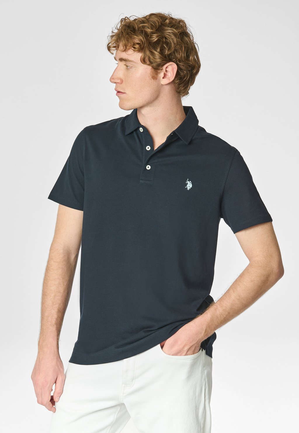 

Поло A MANICHE CORTE IN SUPIMA QUALITY CON LOGO U.S. Polo Assn., синий