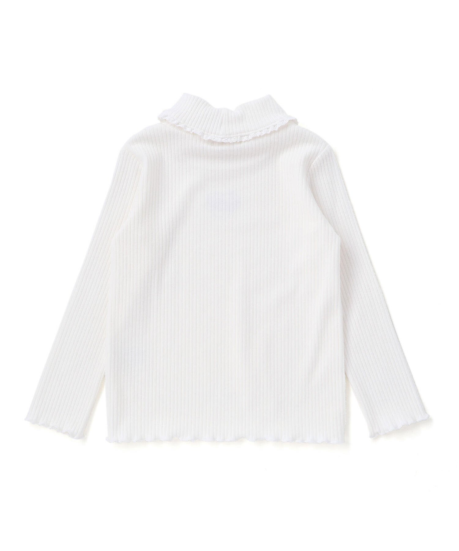 Кружевной топ с высоким воротником и вышивкой в виде сердечек (80–130 см) SLAP SLIP, White — фото 3