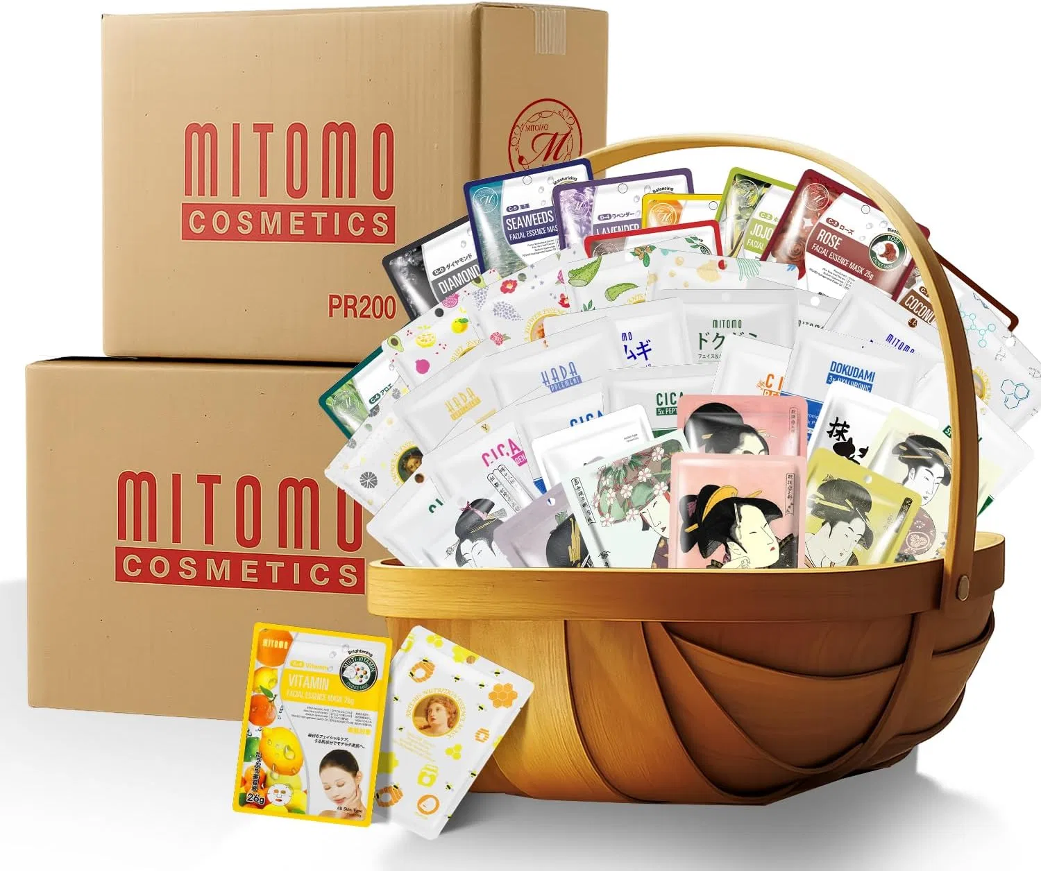 Набор масок для лица MITOMO Lucky Bag 400 шт., увлажнение, алоэ вера