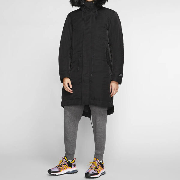 Пуховик Nike Sportswear Down Fill Stay Warm hooded mid-length Down Jacket Black, черный — фото 3